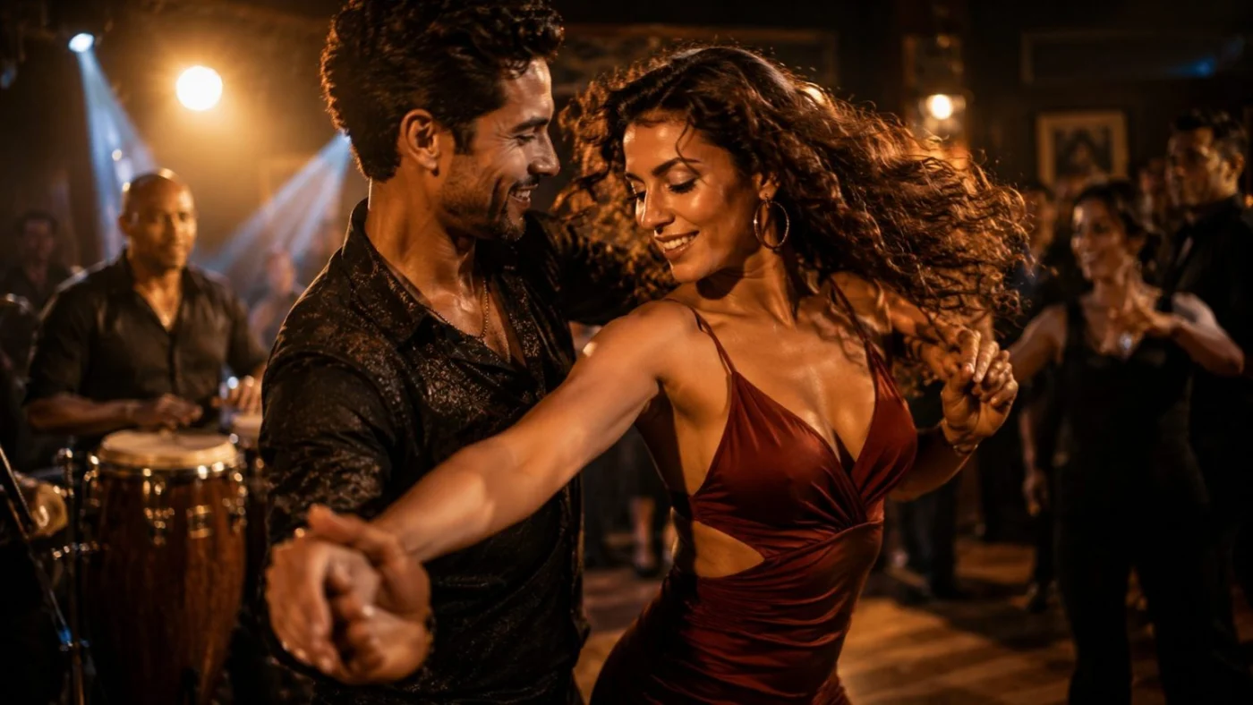 Danseurs de salsa guidés par l’énergie des bongos