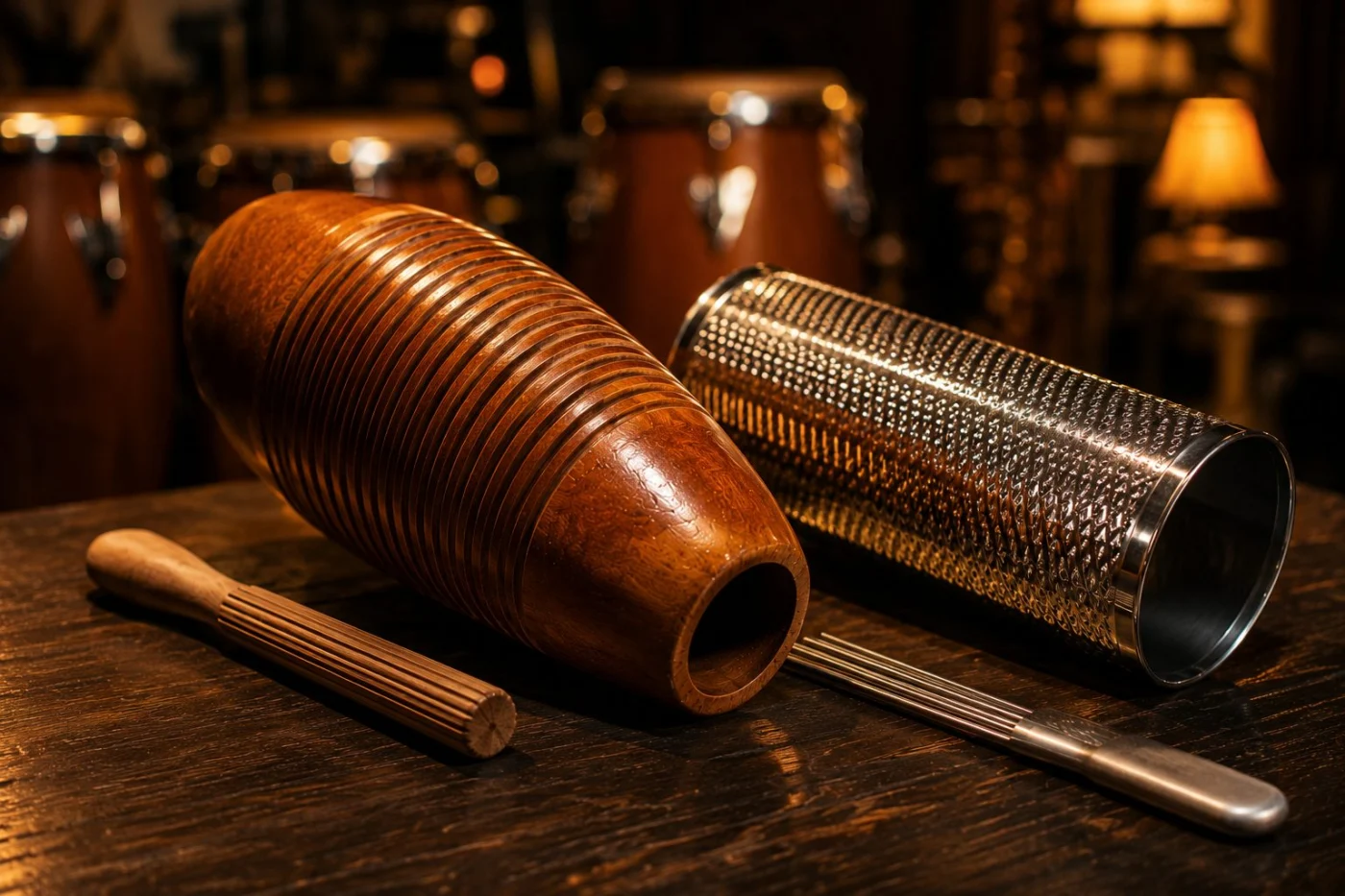 Güiro et percussion latine, idiophone frotté d'origine afro-caribéenne