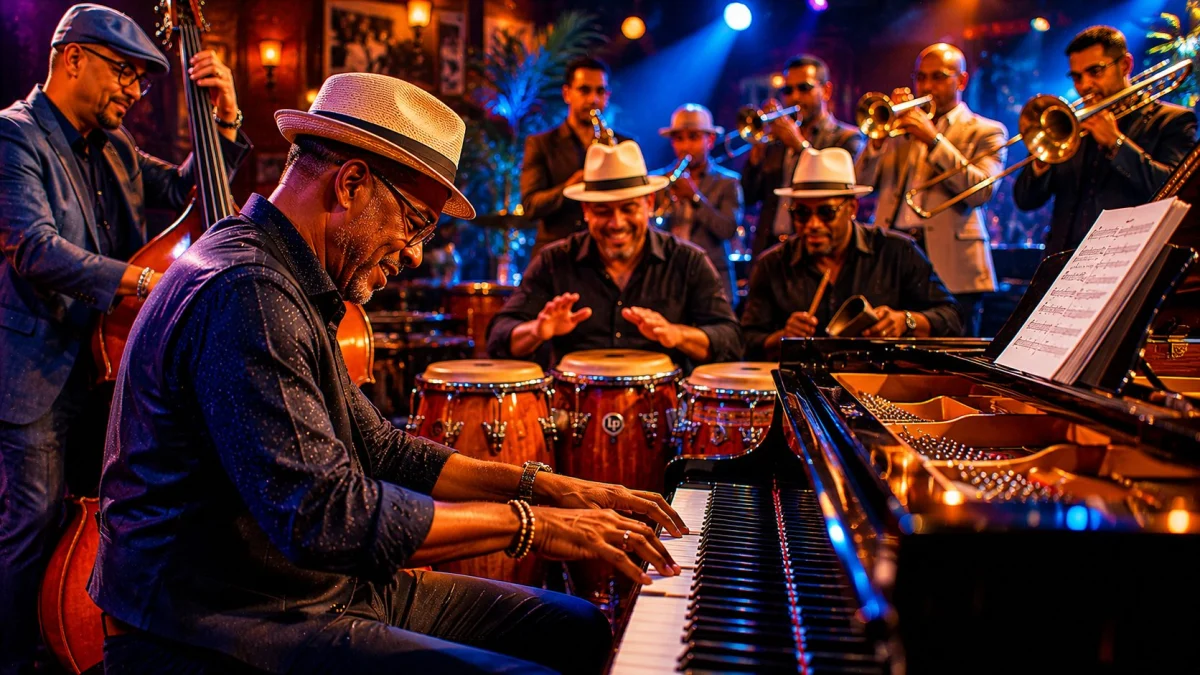 Basse, campana, congas et guitare autour du piano en orchestre salsa